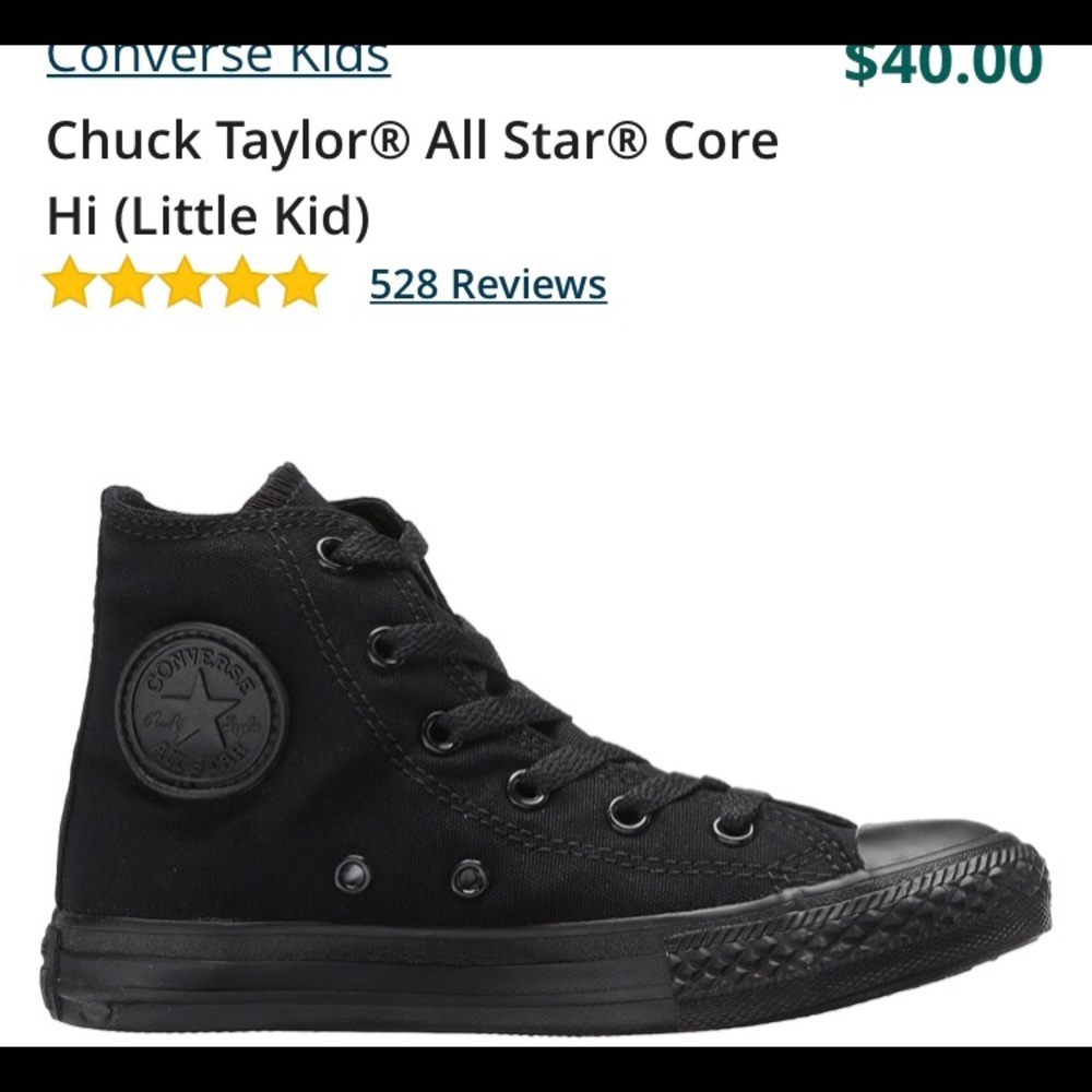 Converse black high top sneakers unworn kids sz 3